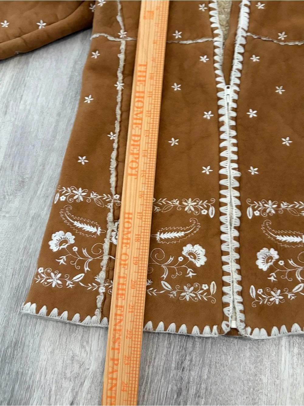 GAP Kids Hooded Coat Faux Suede Nordic Embroidered Shearling Girls 5T Cottage